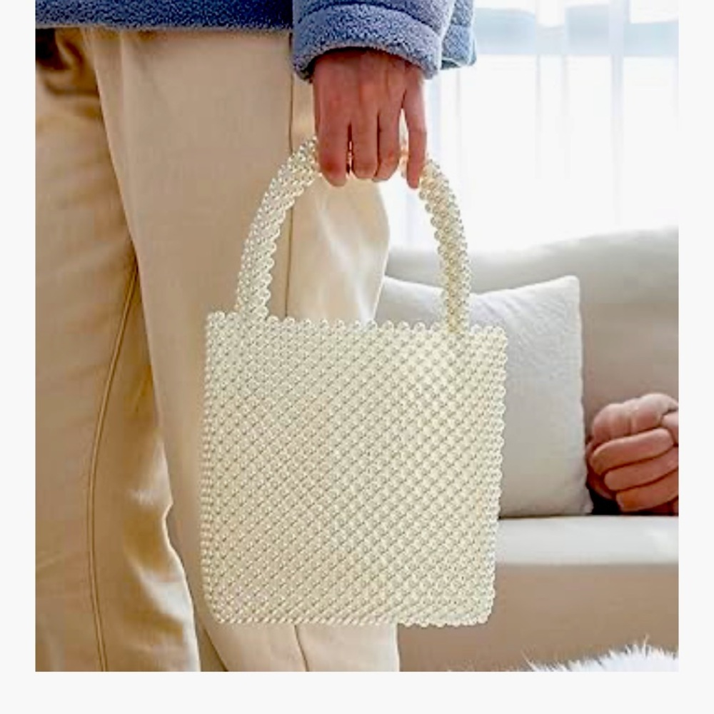 White Beaded Hand Bag